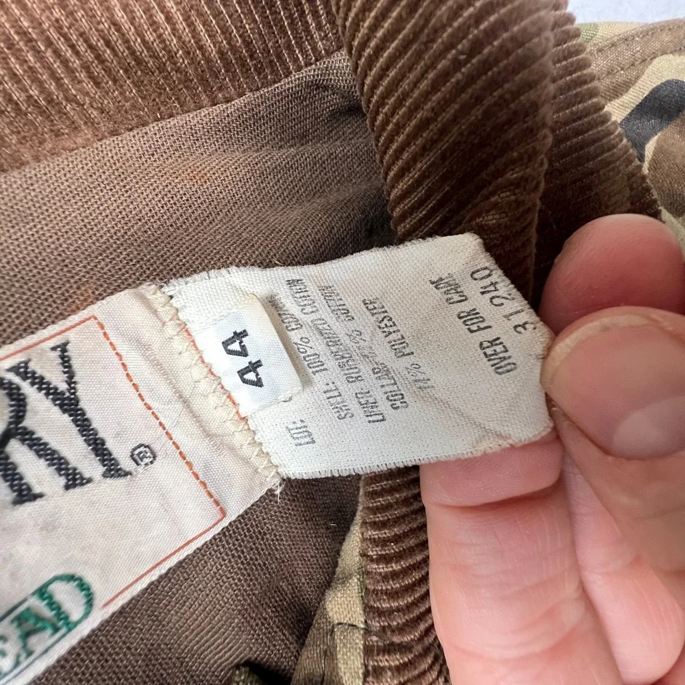 RedHead Bone-Dry Hunting Jacket Mens 44 Green Camo Corduroy Utility Field Coat